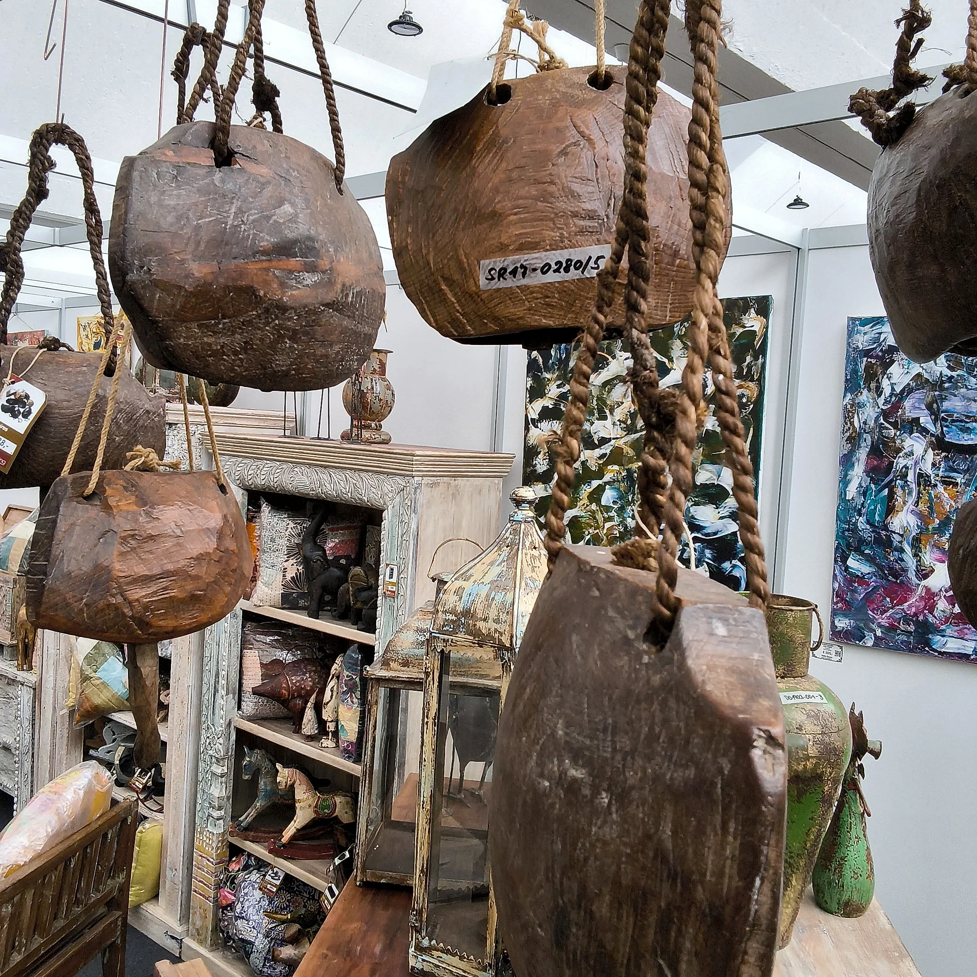 Indische Holz-Kuhglocke mit Seil