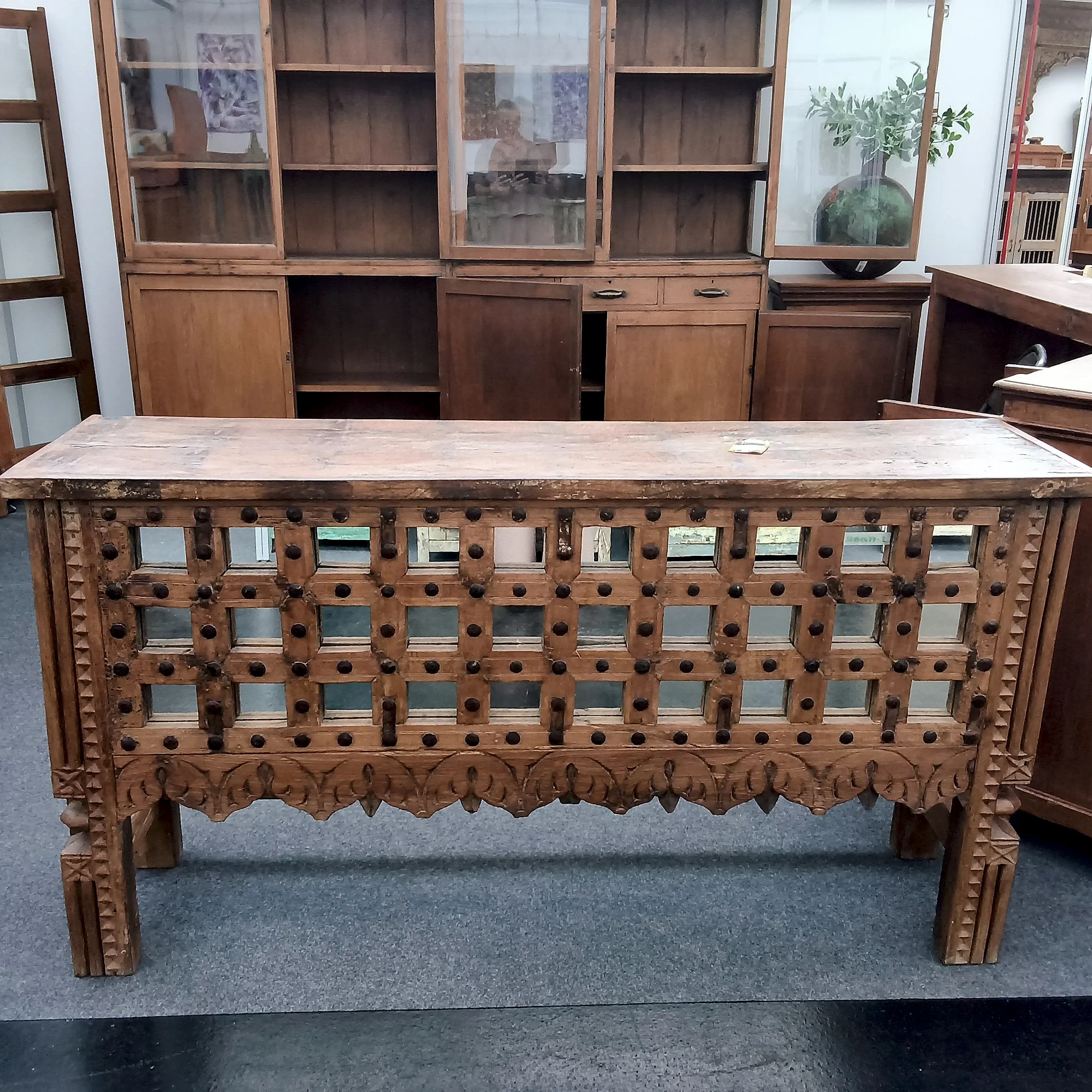 Verspiegelter Massivholz Konsolentisch